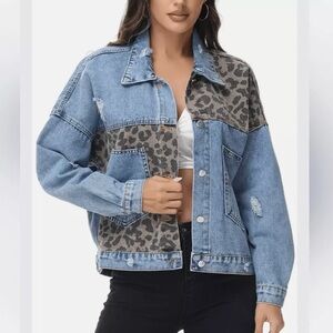 Denim Cheetah Print Jacket